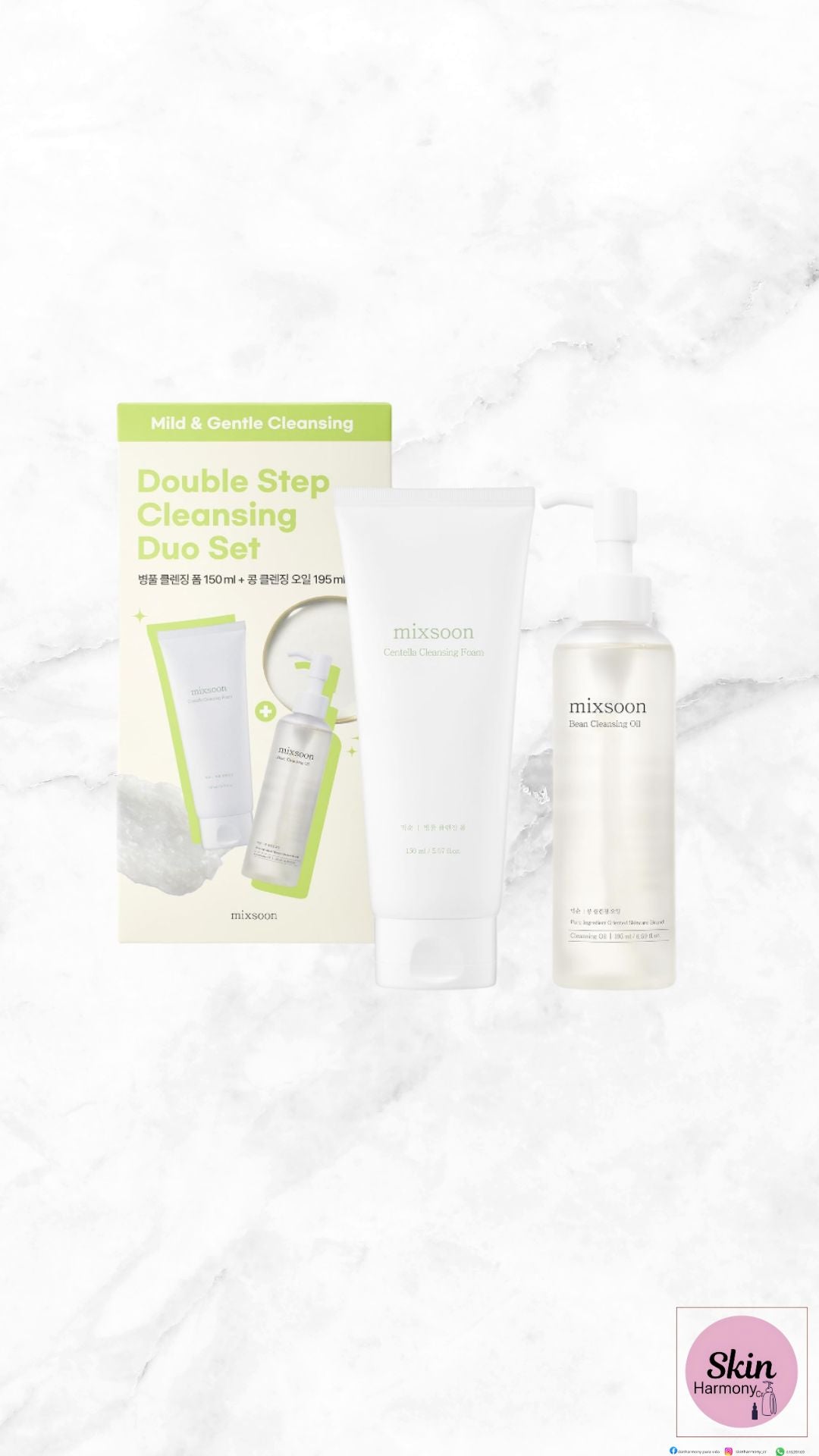 Mixsoon Set de limpieza doble, Centella Foam + Bean Oil